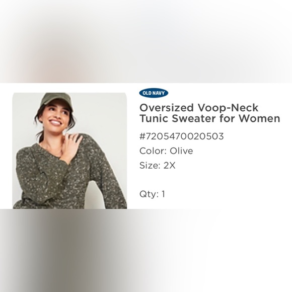 Old Navy Oversized Voop-Neck Tunic Sweater- NWOT- Olive - Picture 5 of 5